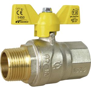 VÁLVULA ESFERA GÁS AMANCO MACHO/FÊMEA BORBOLETA 3/4"