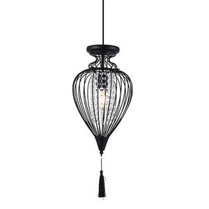 Pendente Istambul M em Metal e Cristal Preto 1XE27 40W Biv Taschibra