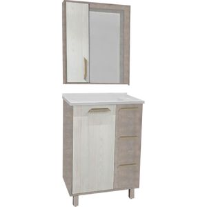 Gabinete Com Pés Saara 65 Ártico/Arinto Com Espelheira Balcony