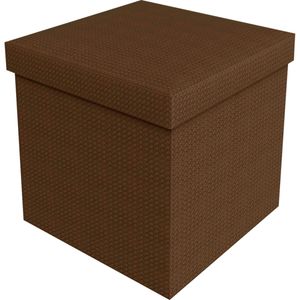 Puff Baú Desmontável Quadrado Marrom 38x38x39cm Bhela Decor