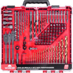 Jogo de Brocas e Bits para Parafusadeira com 300 Peças Worker