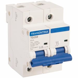 Disjuntor DIN Bipolar TDJ10 80A 10kA Curva C Tramontina