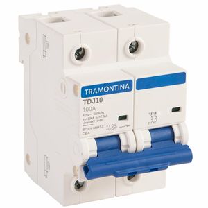 Disjuntor DIN Bipolar TDJ10 100A 10kA Curva C Tramontina