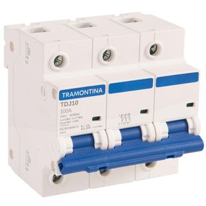 Disjuntor DIN Tripolar TDJ10 100A 10kA Curva C Tramontina