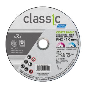 Disco de Corte Classic Basic AR101 115x1,0x22,23mm Norton