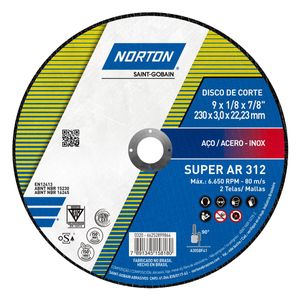Disco de Corte Super Aços Ar 312 230x3.0mm Norton