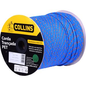 Corda Pet Trançada Azul/Colorida 8Mm 100% Poliéster Collins