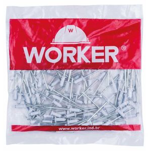 Rebite de Repuxo Alumínio 4,0x10mm 100 Peças Branco Worker