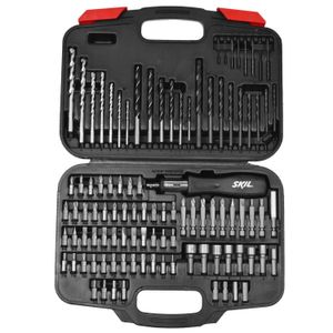 Kit com Brocas Pontas Bits e Chave Catraca 101 Peças Skil