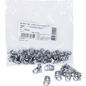Suporte para prateleira 2 furos zincado zamac 50 peças Albras
