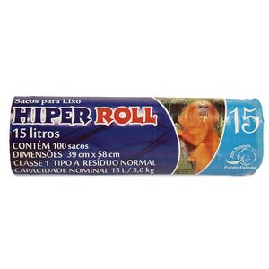 SACO DE LIXO 15L AZUL 100PÇS HIPERROLL