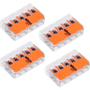 CONECTOR EMENDA WAGO 221 5 DERIVAÇÕES 4MM 4 PEÇAS