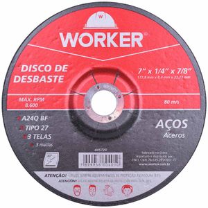 Disco Desbaste 7" x 177,8 mm Ferro Worker