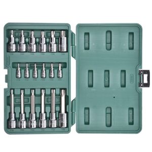 Jogo de Soquetes com Bits Torx 18 peças 1/4" 1/2” Sata