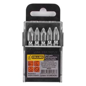 Bits Ponta Phillips com 10 Peças Ph1 1/4" X 50,8mm Collins