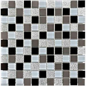 Pastilha De Vidro Preto-Prata 30cmx30cm Liege