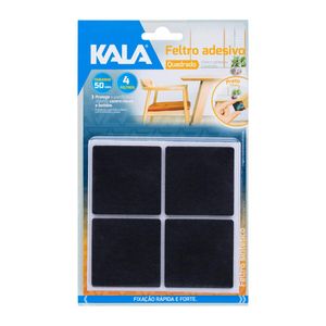 Adesivo Protetor Feltro Quadrada Preto 50mm com 4 Peças Kala