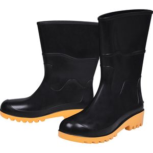 Bota PVC Preto/Amarelo Cano Médio Sem Forro Worker