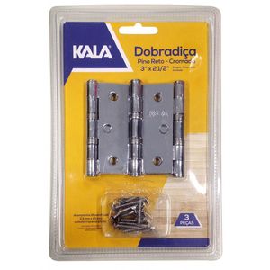 Dobradiça Pino Reto 3x2.1/2 Cromado 866946 Kala
