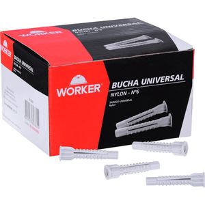 Bucha Universal de Nylon N°6  Caixa 100 Peças Worker