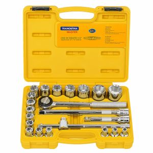 Jogo De Soquete 10 A 32 MM 1/2" Sextavado 22 Peças Tramontina Master