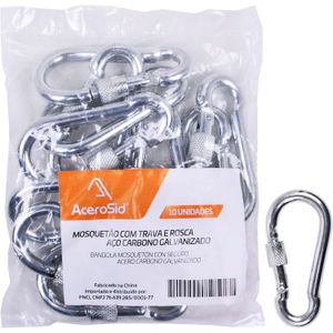 Mosquetão Trava Rosca 11x120mm 10 Peças Acerosid