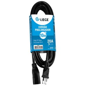 CORDÃO PROLONGADOR LIEGE PP 3X2,50 5M 20A PR