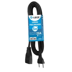 CORDÃO PROLONGADOR LIEGE PP 2X2,50 5M 20A PR