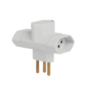 Plugue T 3 Saídas 3 Pinos 10A Branco Ilumi