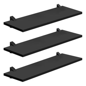 Kit Prateleira Preto 3 Peças 20x60cm Prat-K Utilidades