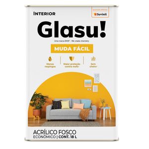 Tinta Acrílica Muda Fácil Fosco Alegria 18L Glasu!