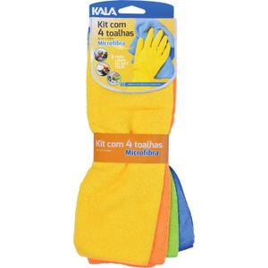 Kit com 4 Toalhas Microfibra 35x35cm Kala