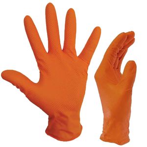 Luva Nitrílica MaxGrip Laranja G com 100 Peças SuperMax