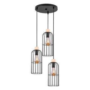Luminária Pendente Garya Triplo Preto Kala