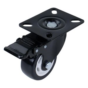 Rodízio Giratório de Poliuretano com Freio 125mm Preto Worker