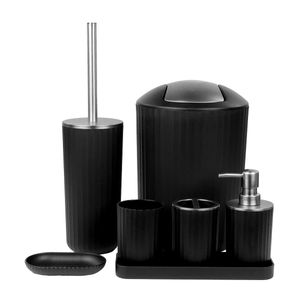 Kit Acessórios para Banheiro 7 Peças Preta Kala
