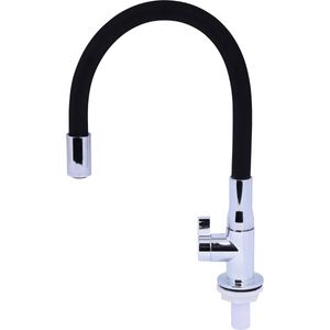 Torneira de Bancada Bica Flexível Cromada 1/4" Preta Hydra