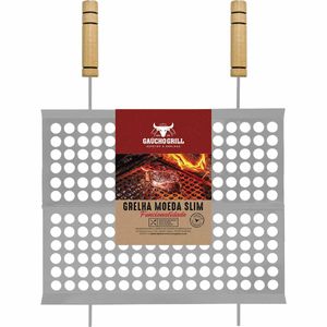 Grelha Moeda Slim para Churrasco Cromado 40x48,5cm Grilazer