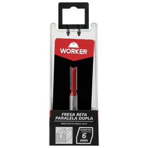 Fresa Reta Paralela Dupla para Tupia 1/4" TCT-HM 6mm Worker