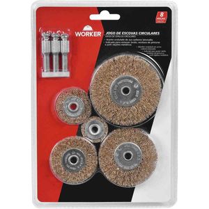 Jogo de Escovas Circulares 1/4" 6,35mm 4.500rpm Worker