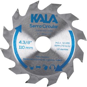 Serra Circular Vídea para Madeira 4.3/8" 110mm 12 Dentes da Kala