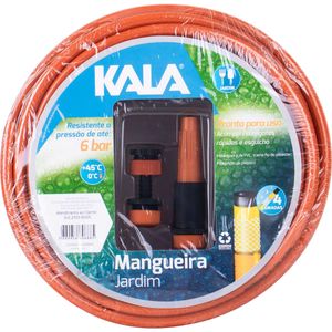Kit Mangueira Jardim Reforçada Laranja 4 Camadas 15m Kala