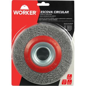 Escova Circular Ondulada em Aço 8”x1.1/4"x1" Worker