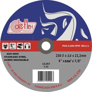 Disco De Corte Fino Aço 230X20X222Mm Disflex