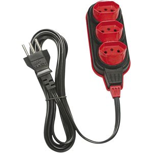 Extensão Elétrica Preta com 3 Tomadas 3m 10A 250V Perplug