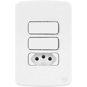 Conjunto Interruptor 2Ts e Tomada 4X2 10A Branco da WEG
