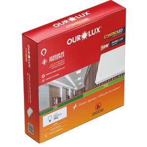 Painel de Led com Sensor de Presença Quadrado 18W 6500K Ourolux