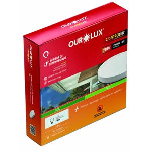 Painel Led com Sensor de Iluminação Redondo 18W 6500K Ourolux