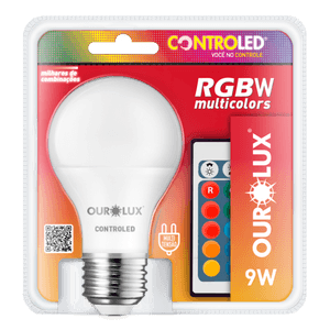 Lâmpada LED Multicor 9W RGBW Bivolt E27 Ourolux