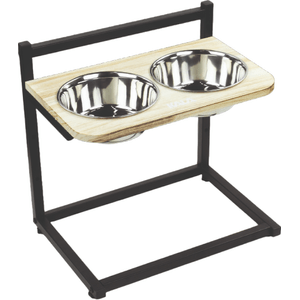 Comedouro Duplo Ajustável em Aço Inox 700ml Kala
